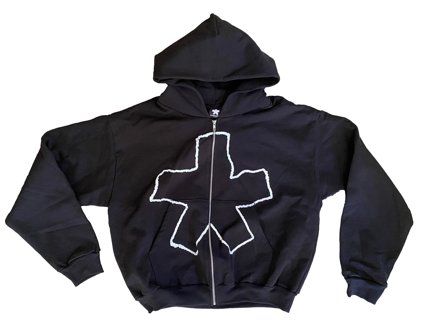 THE 'CHALK OUTLINE' CROP ZIP-UP HOODIE