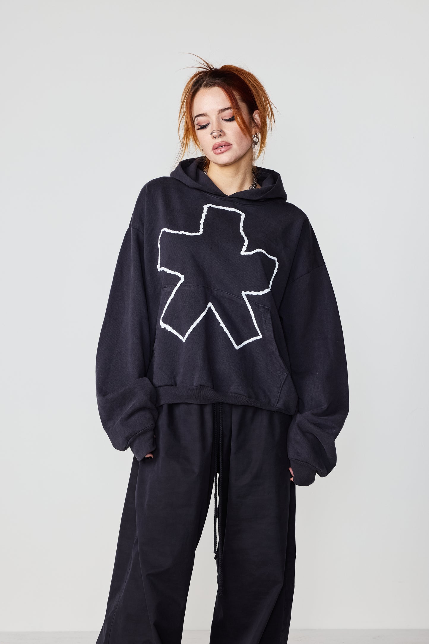 THE 'CHALK OUTLINE' CROP HOODIE