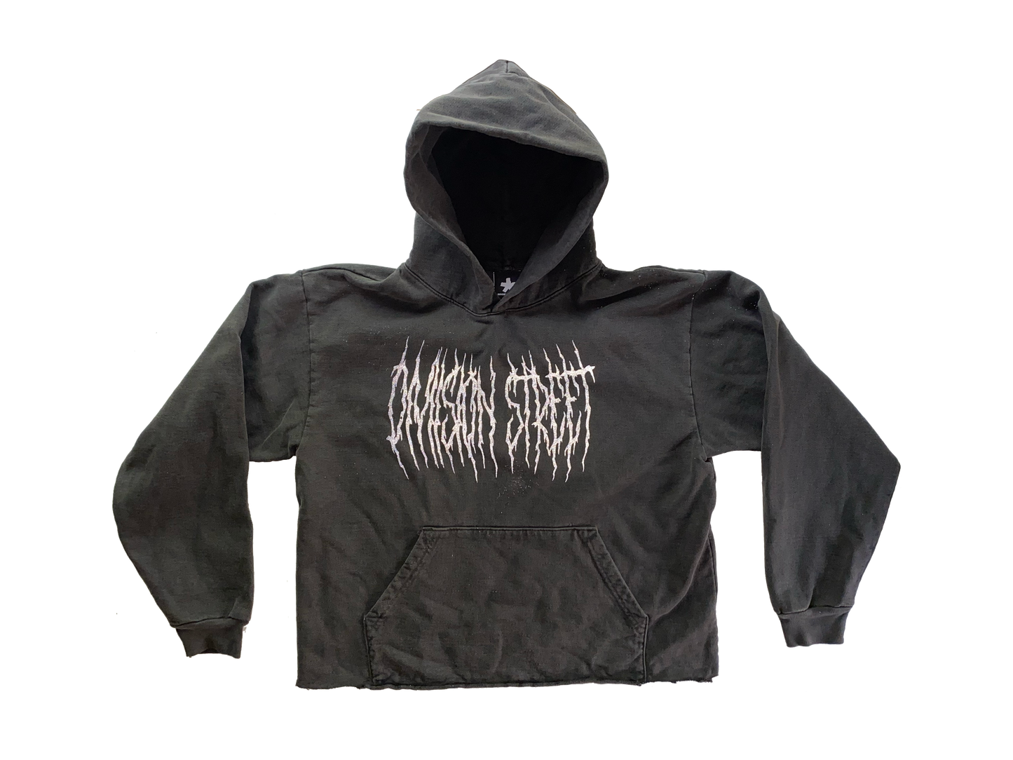 BLACK METAL STREET 3M REFLECTIVE CROPPED HOODIE