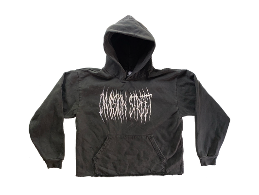 BLACK METAL STREET 3M REFLECTIVE CROPPED HOODIE